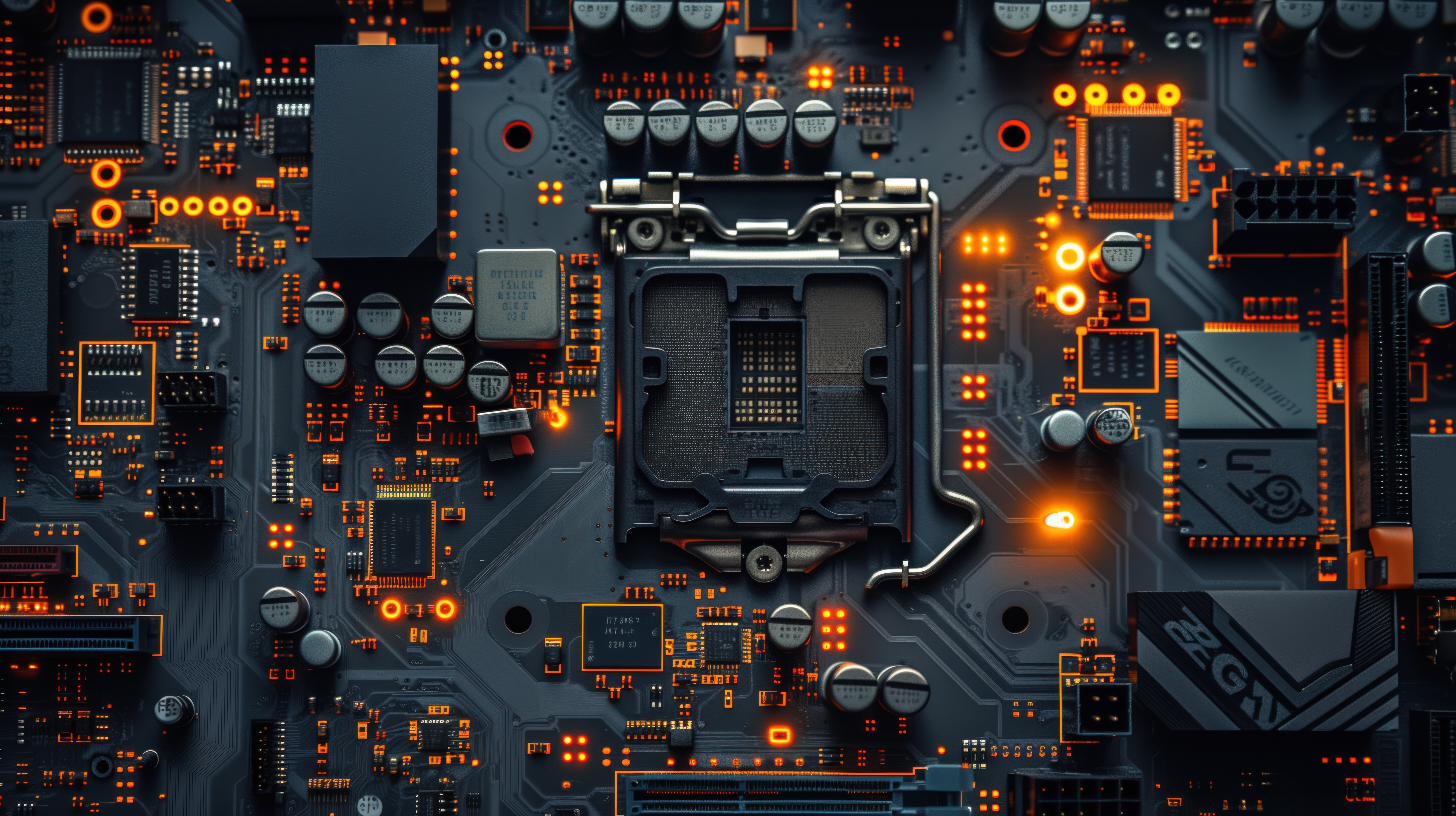 Motherboard and processor close-up used as hero imagery for a software and hardware engineering project.